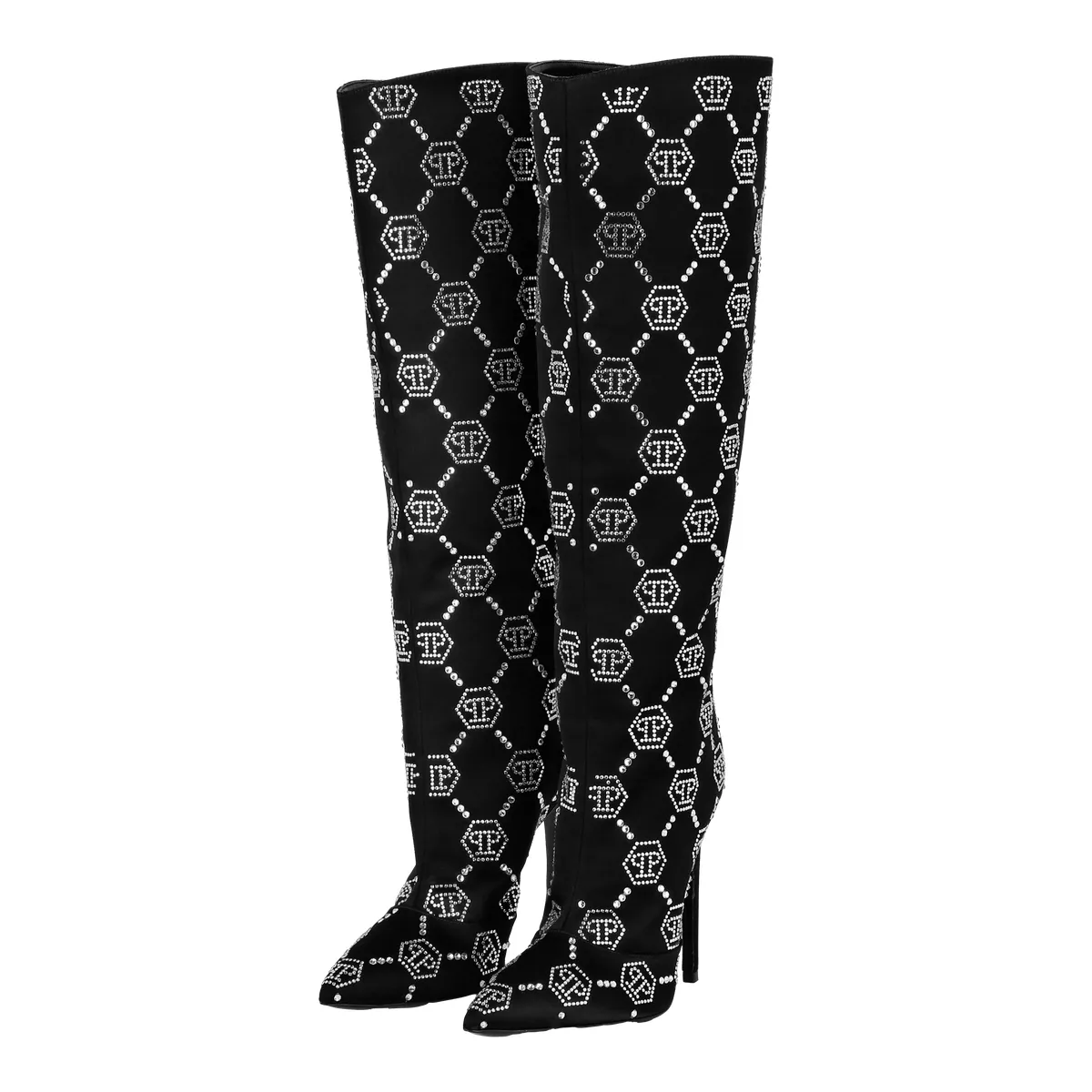 Schmuckbesetzte Overknee-Stiefel