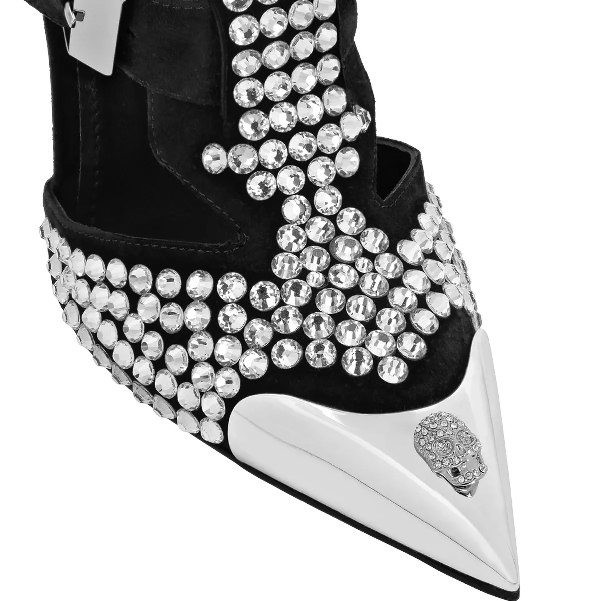 Kristallverzierte Stiletto-Absatzschuhe mit Schnallen