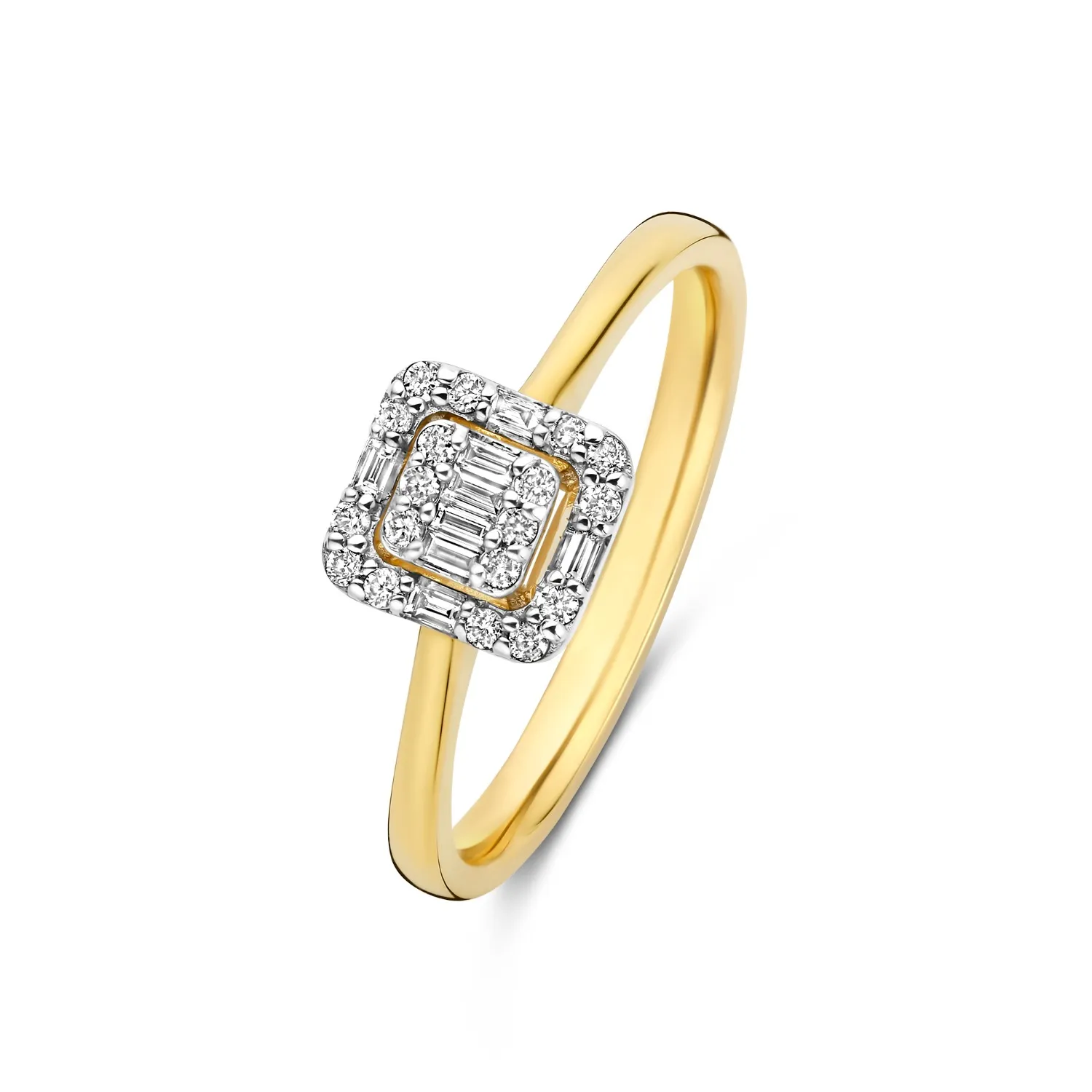 Quadratischer Diamant-Halo-Ring