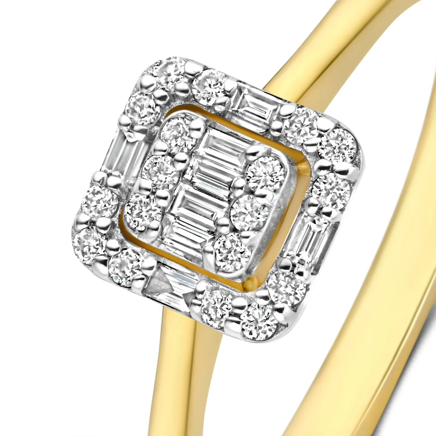 Quadratischer Diamant-Halo-Ring
