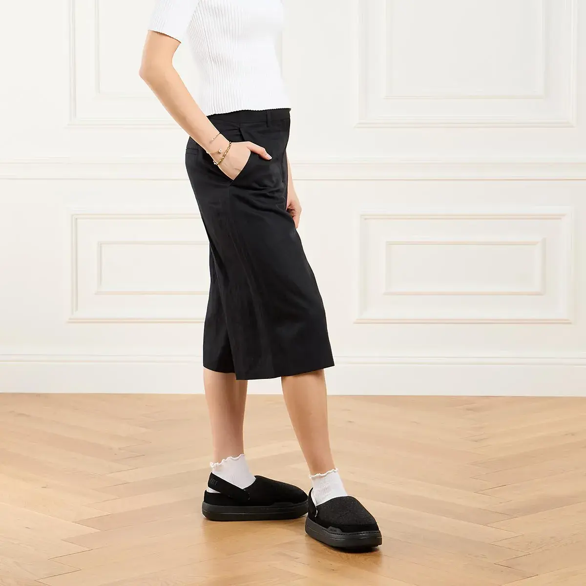 Filz-Clog-Hausschuh mit Fersenriemen