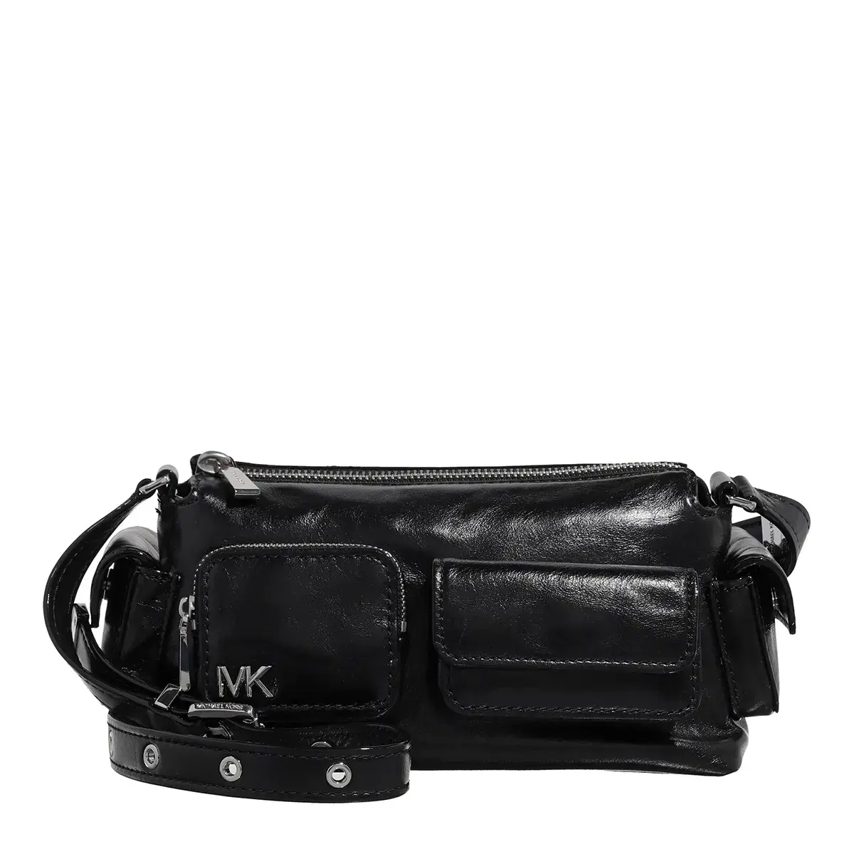 Kompakte Leder-Umhängetasche mit Taschen