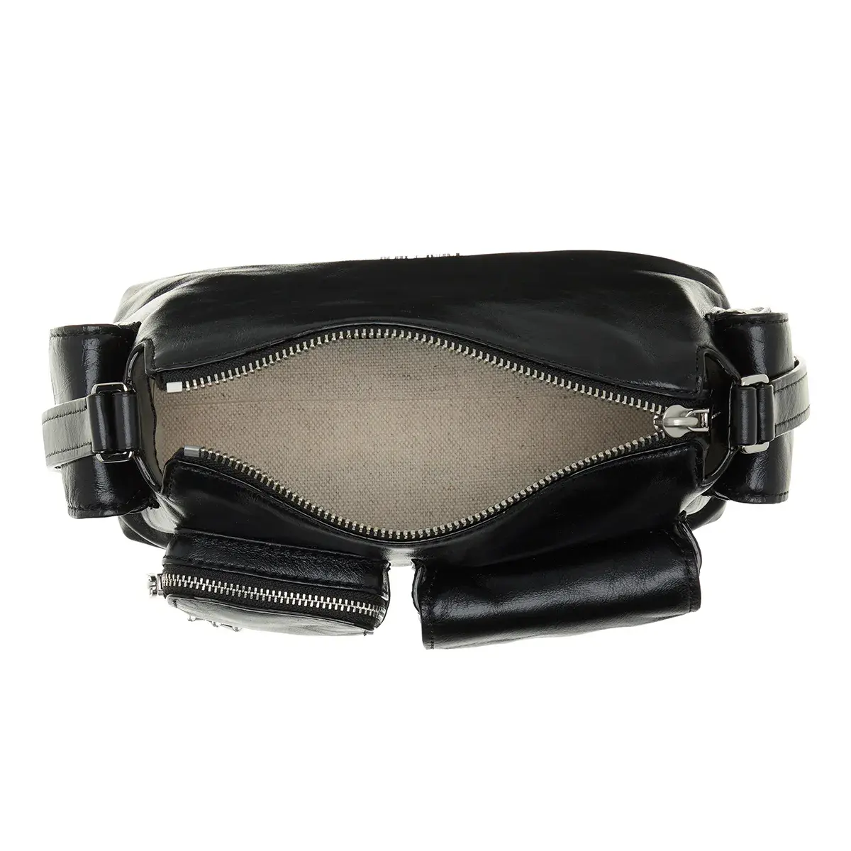 Kompakte Leder-Umhängetasche mit Taschen