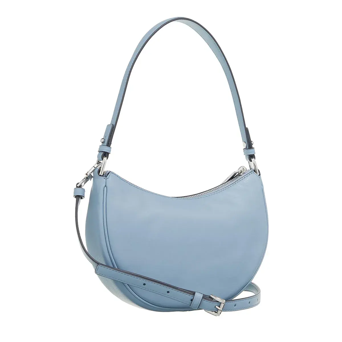 Halbmond-Pochette-Tasche aus glattem Leder