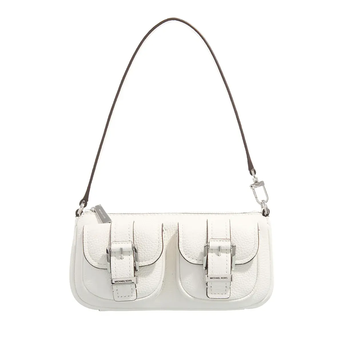 Weiße Leder Schulter Baguette Tasche