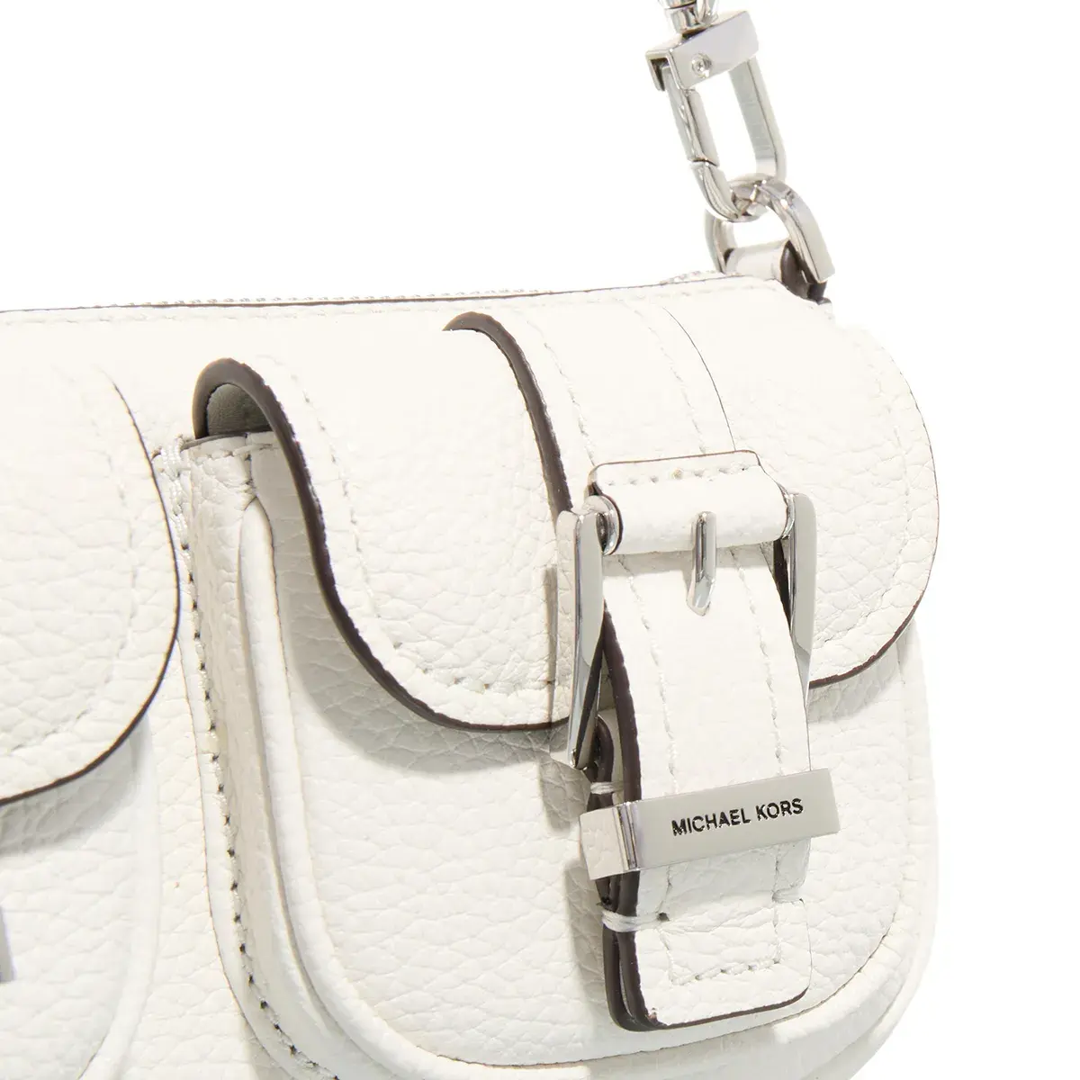 Weiße Leder Schulter Baguette Tasche