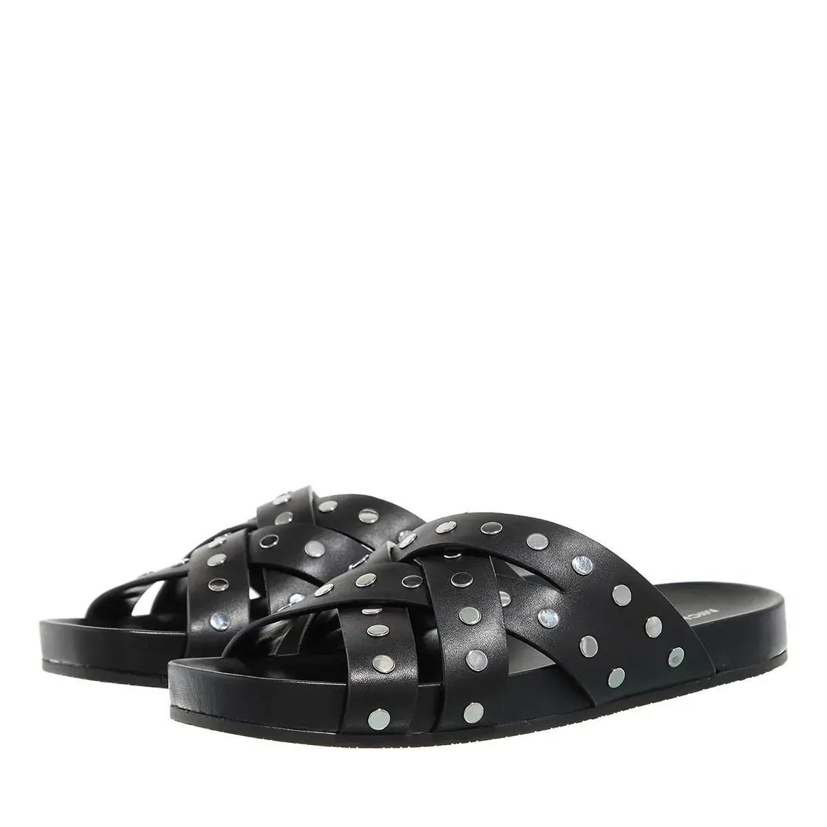 Schwarze Leder-Sandalen mit Nieten