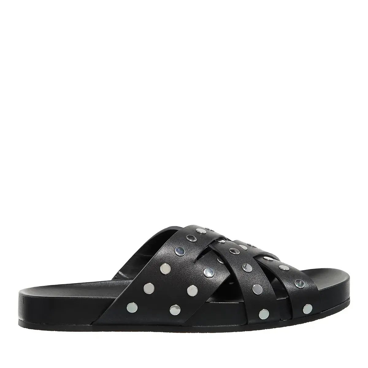 Schwarze Leder-Sandalen mit Nieten