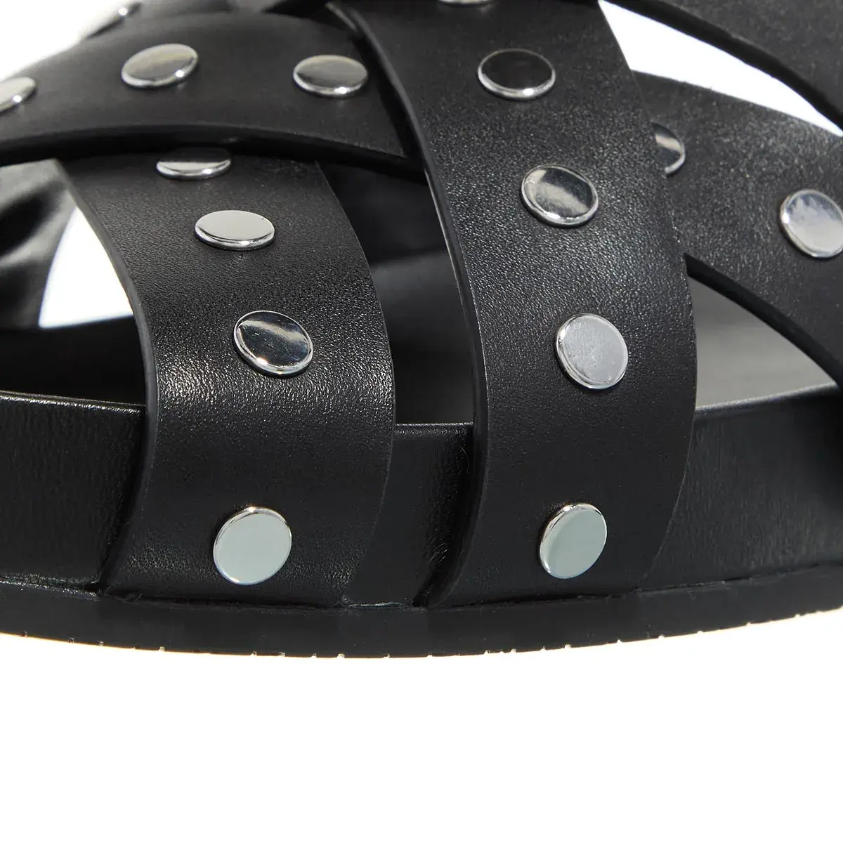Schwarze Leder-Sandalen mit Nieten