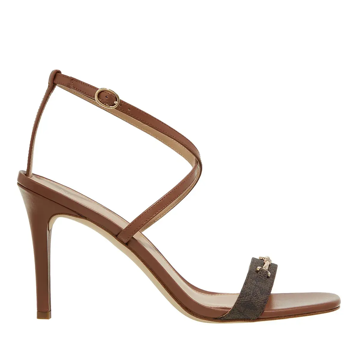 Elegante braune Sandalette mit Knöchelriemen