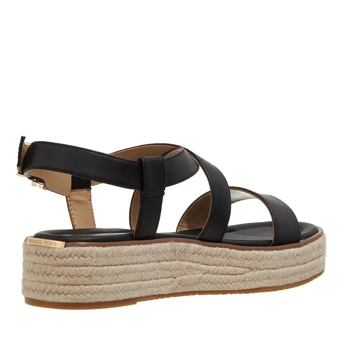 Schwarze Espadrille-Plateausandale