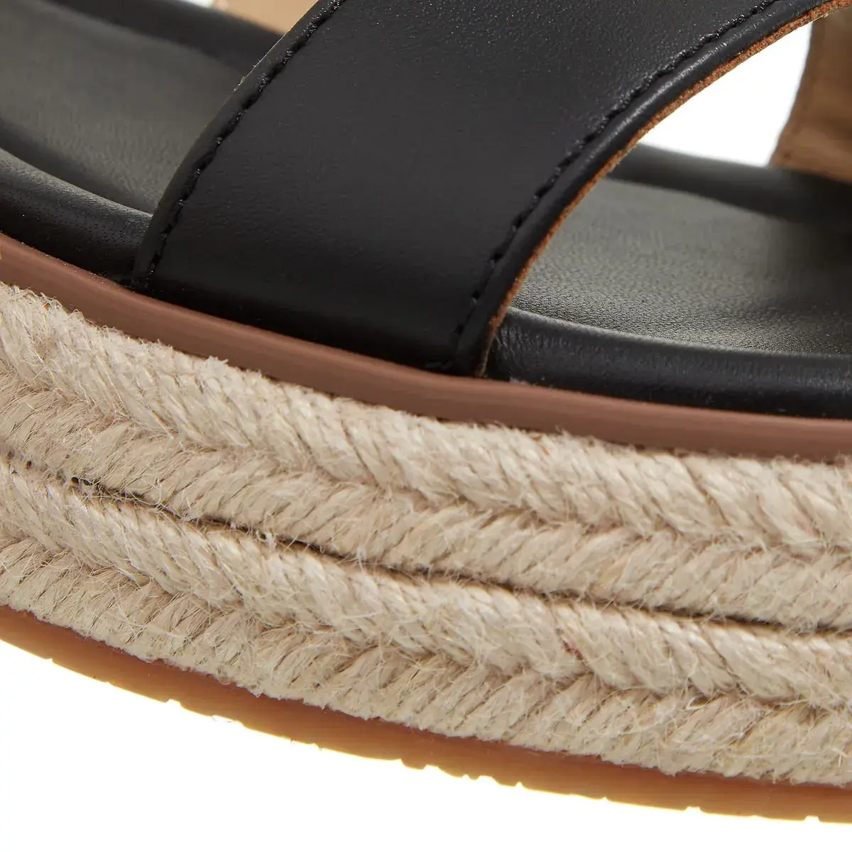 Schwarze Espadrille-Plateausandale