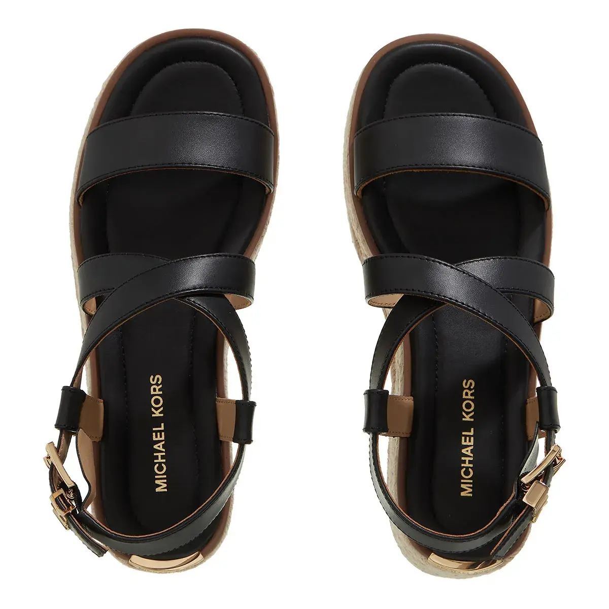 Schwarze Espadrille-Plateausandale