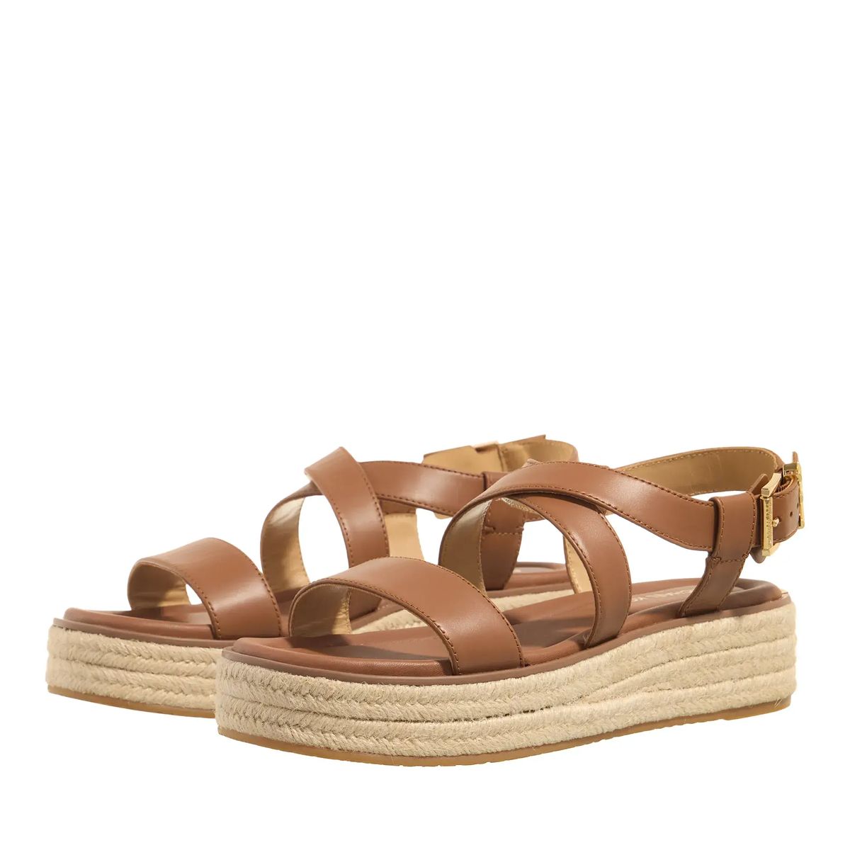 Espadrille-Sandalen mit Plateau und Kreuzriemen