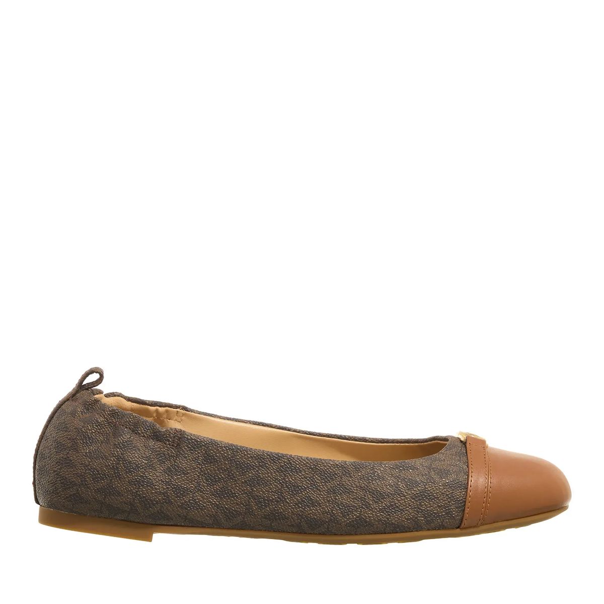 Braune Ballerinas mit Logo-Muster