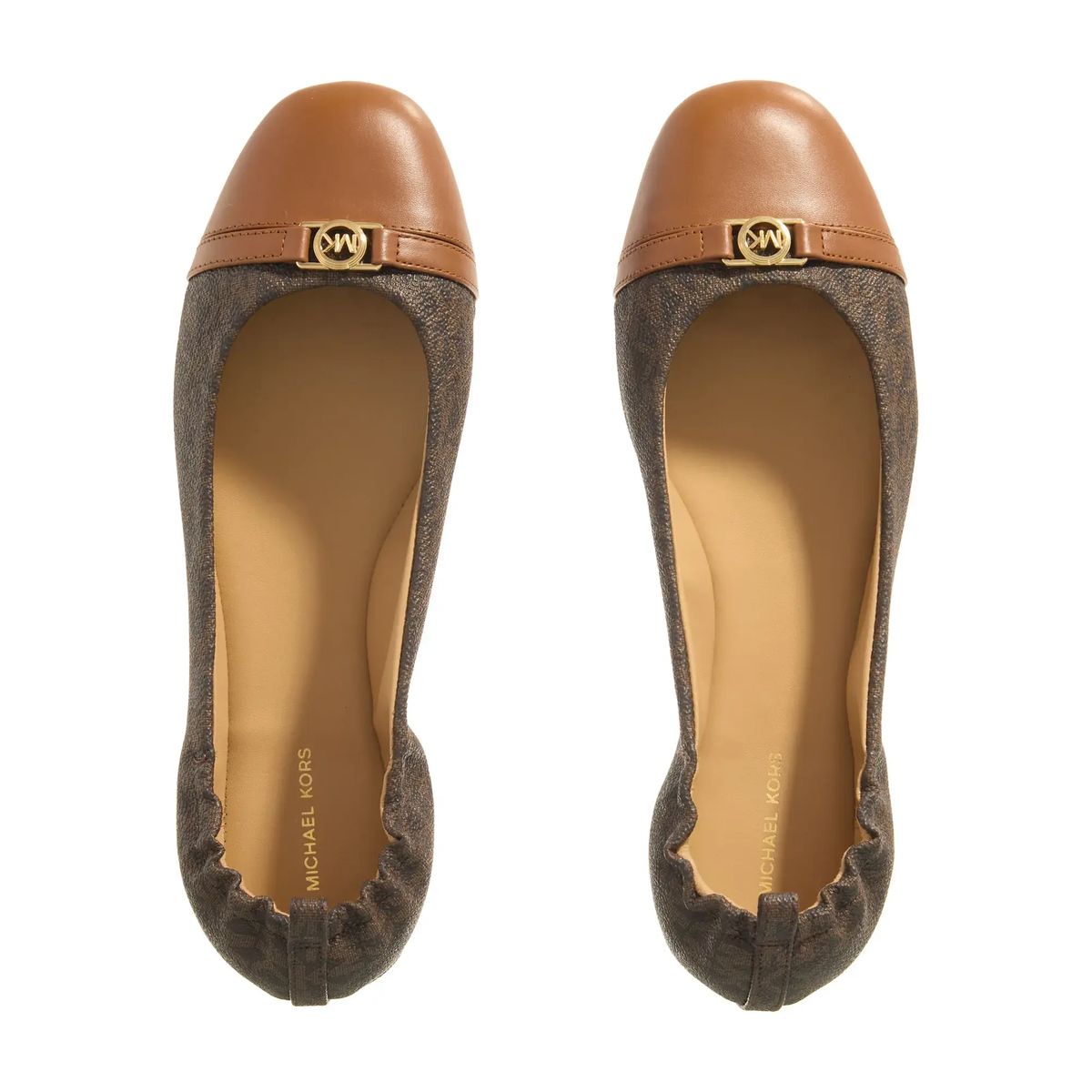 Braune Ballerinas mit Logo-Muster