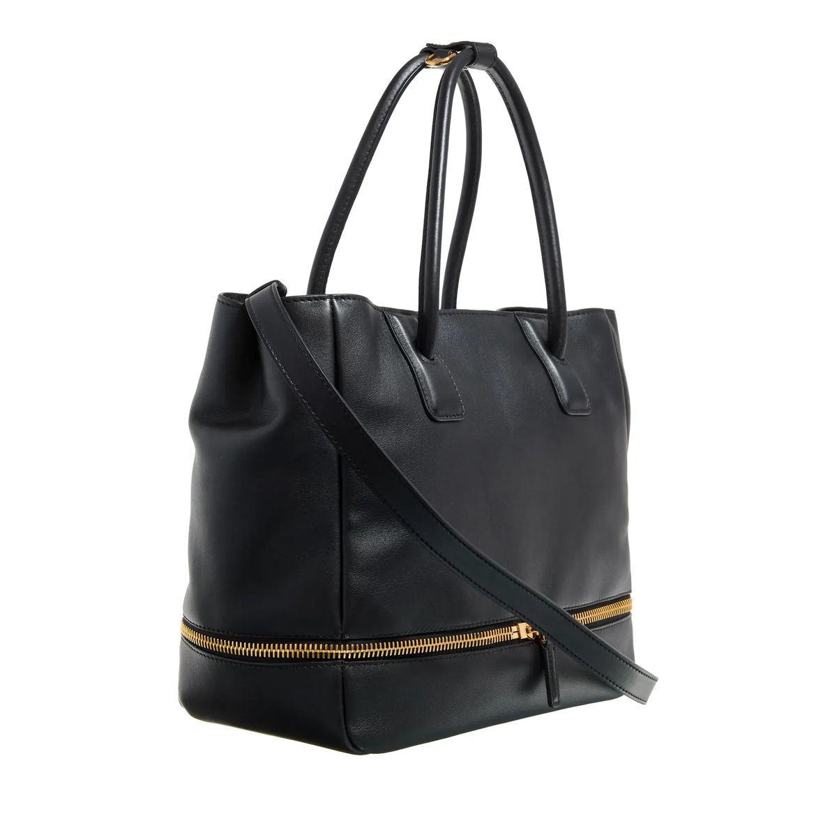 Elegante schwarze Leder-Tragetasche