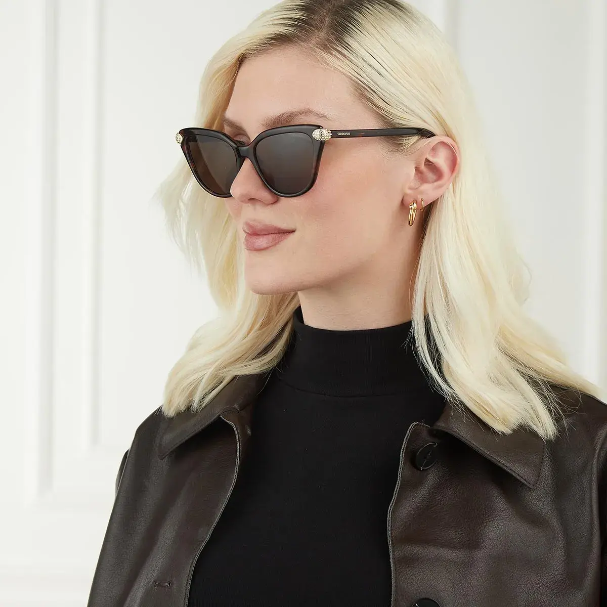 Elegante Cat-Eye Sonnenbrille mit Kristallen