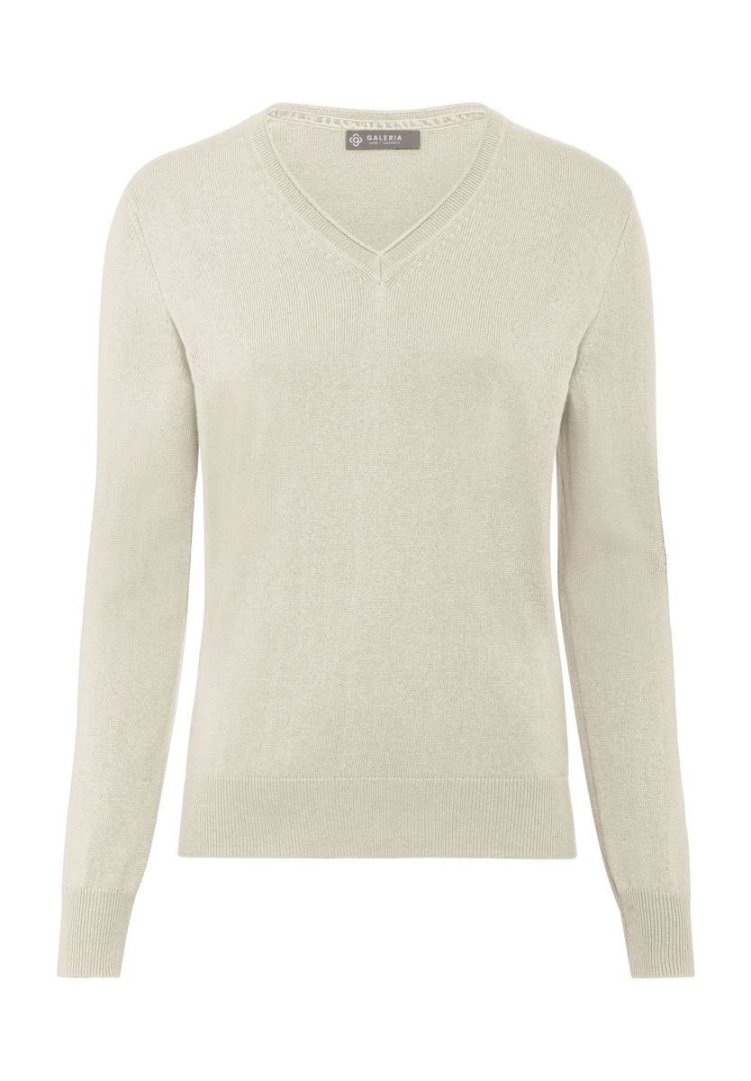 GALERIA Seide-Kaschmir Pullover "Monaco", V-Ausschnitt, für Damen, weiß, 36