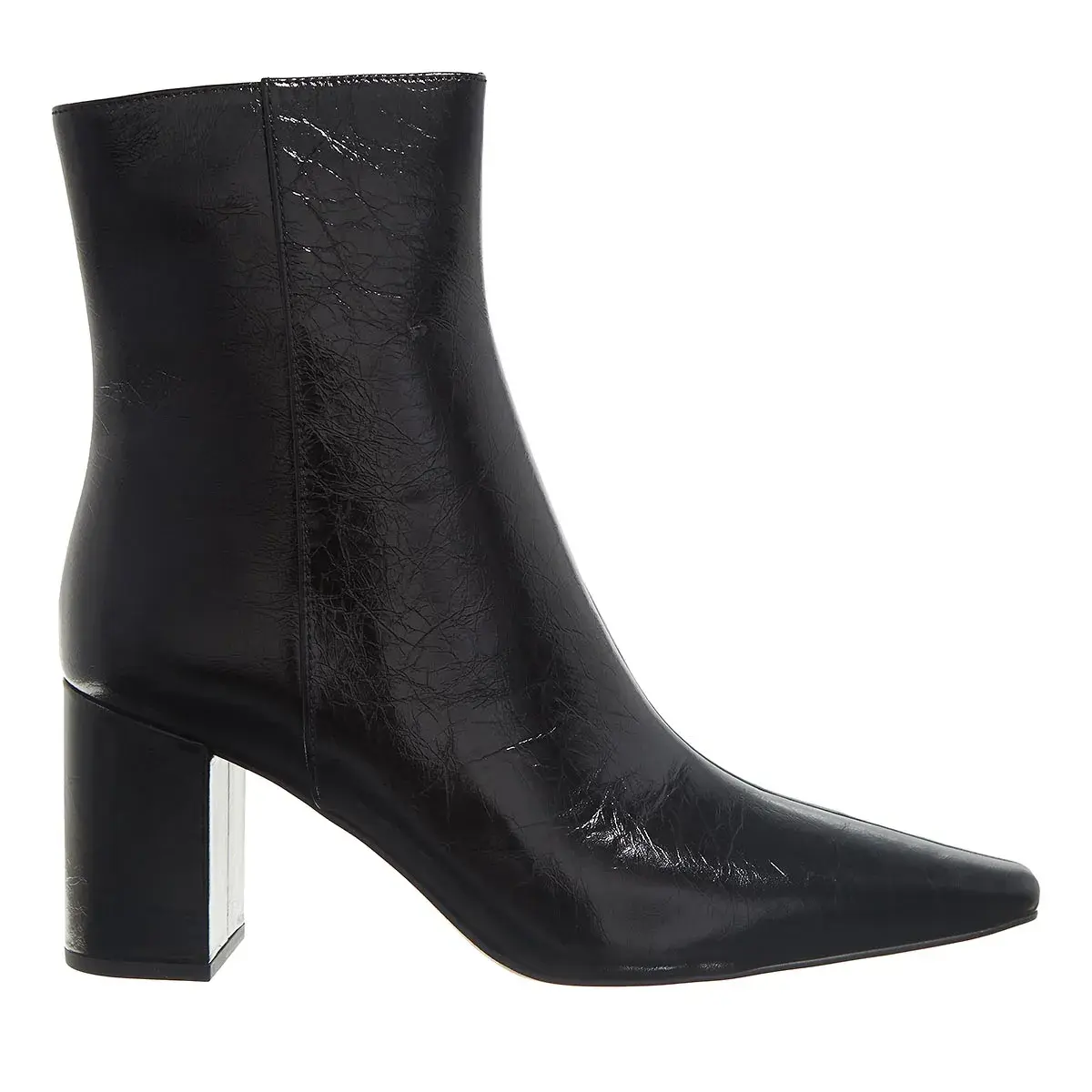 Schwarze Lackleder Stiefeletten mit Blockabsatz