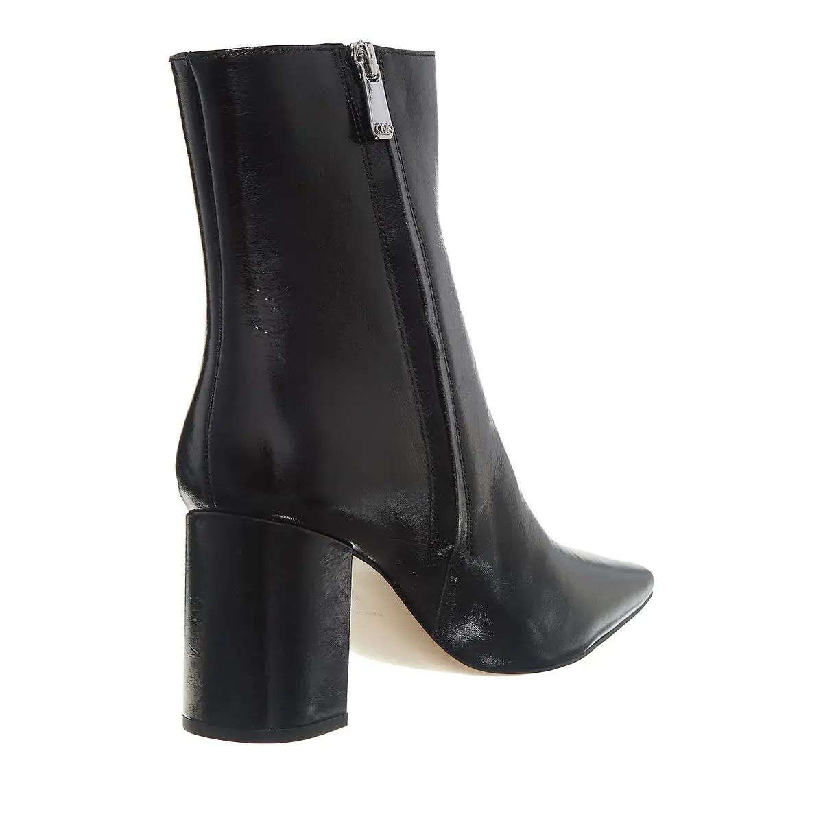 Schwarze Lackleder Stiefeletten mit Blockabsatz