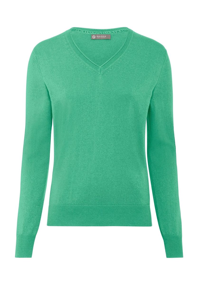 GALERIA Seide-Kaschmir Pullover "Monaco", V-Ausschnitt, für Damen, grün, 38
