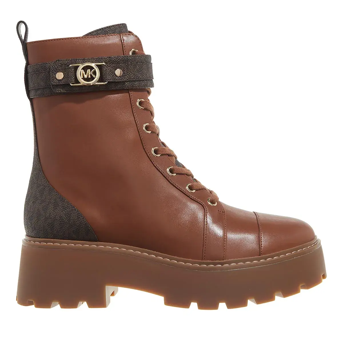 Leder Schnürstiefelette mit Plateausohle