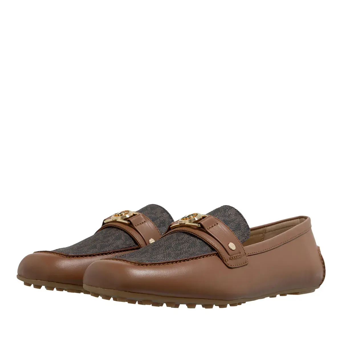Brauner Leder-Slipper mit Logo