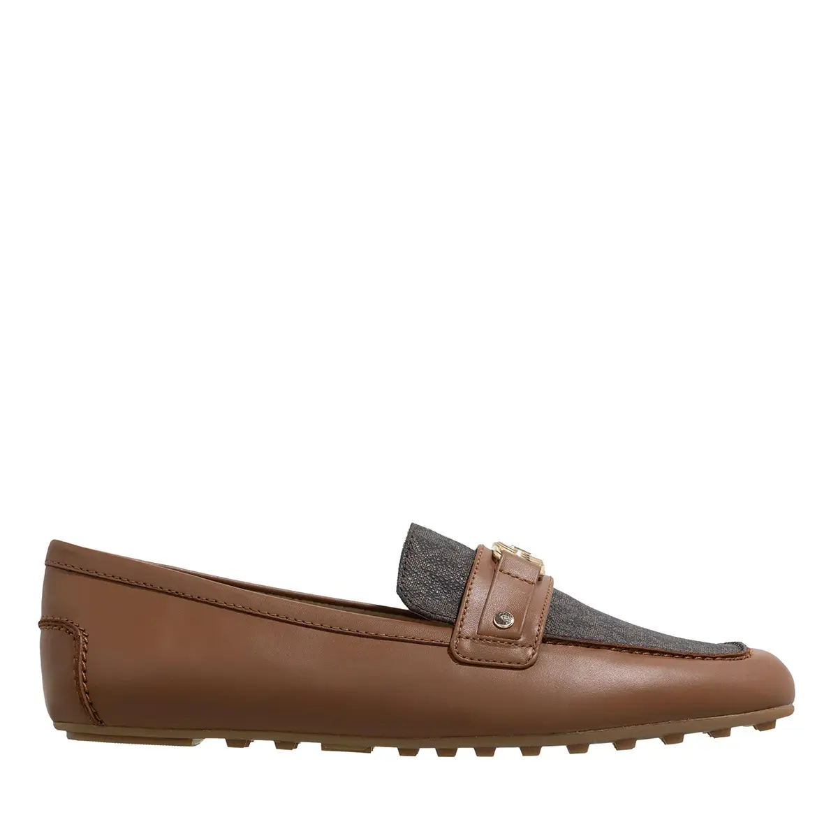 Brauner Leder-Slipper mit Logo