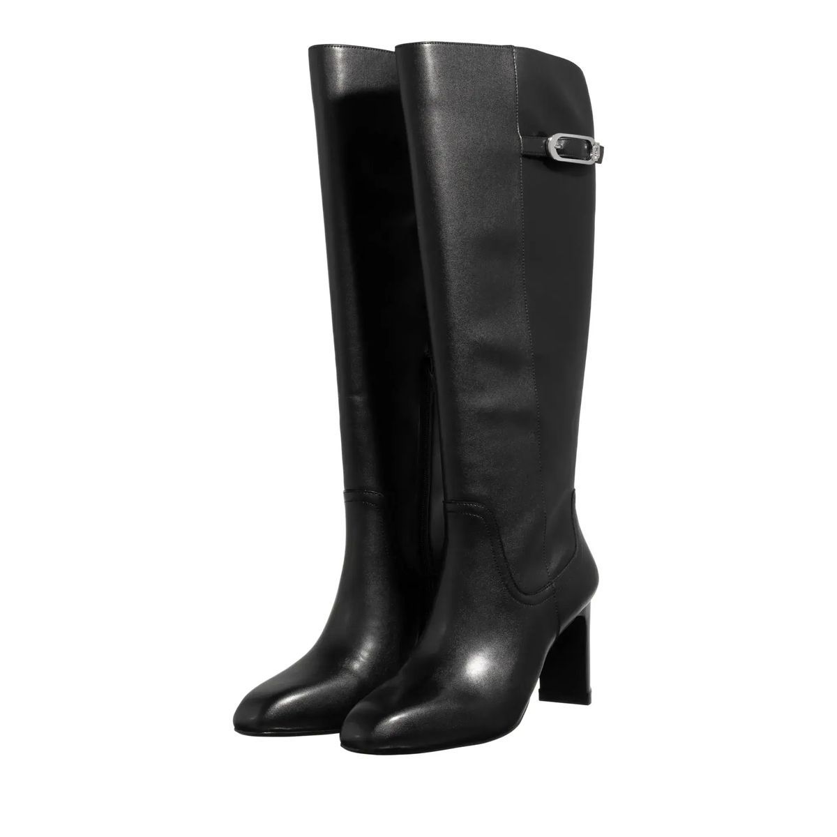 Kniehohe Stiefeletten aus Leder mit Absatz