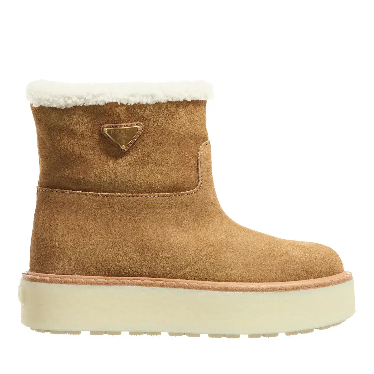 Wildleder-Plateau-Stiefeletten mit Shearling-Besatz