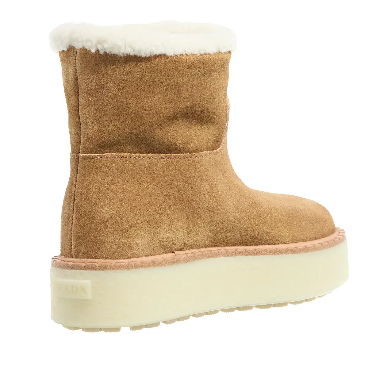Wildleder-Plateau-Stiefeletten mit Shearling-Besatz