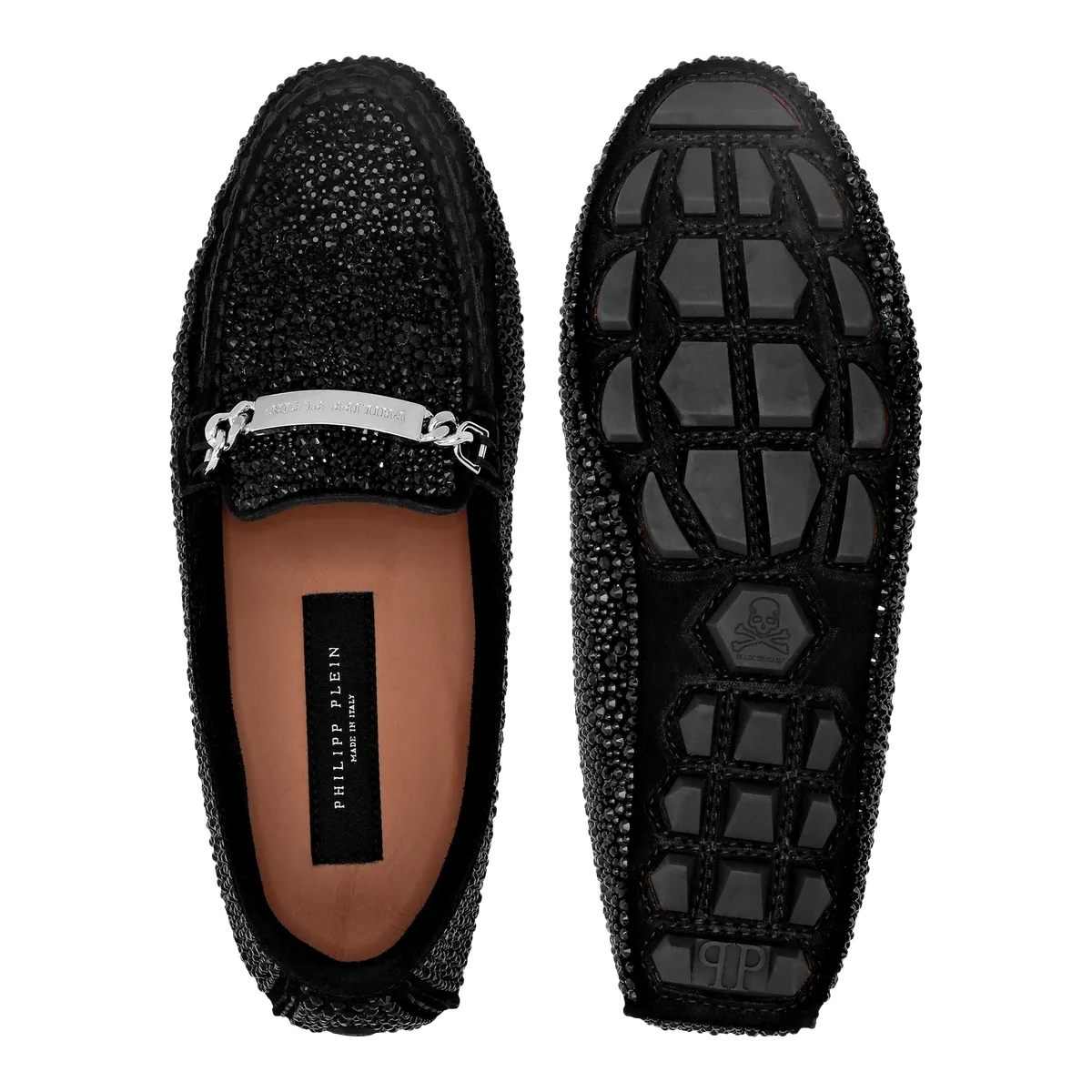 Kristallverzierte Wildleder-Loafer