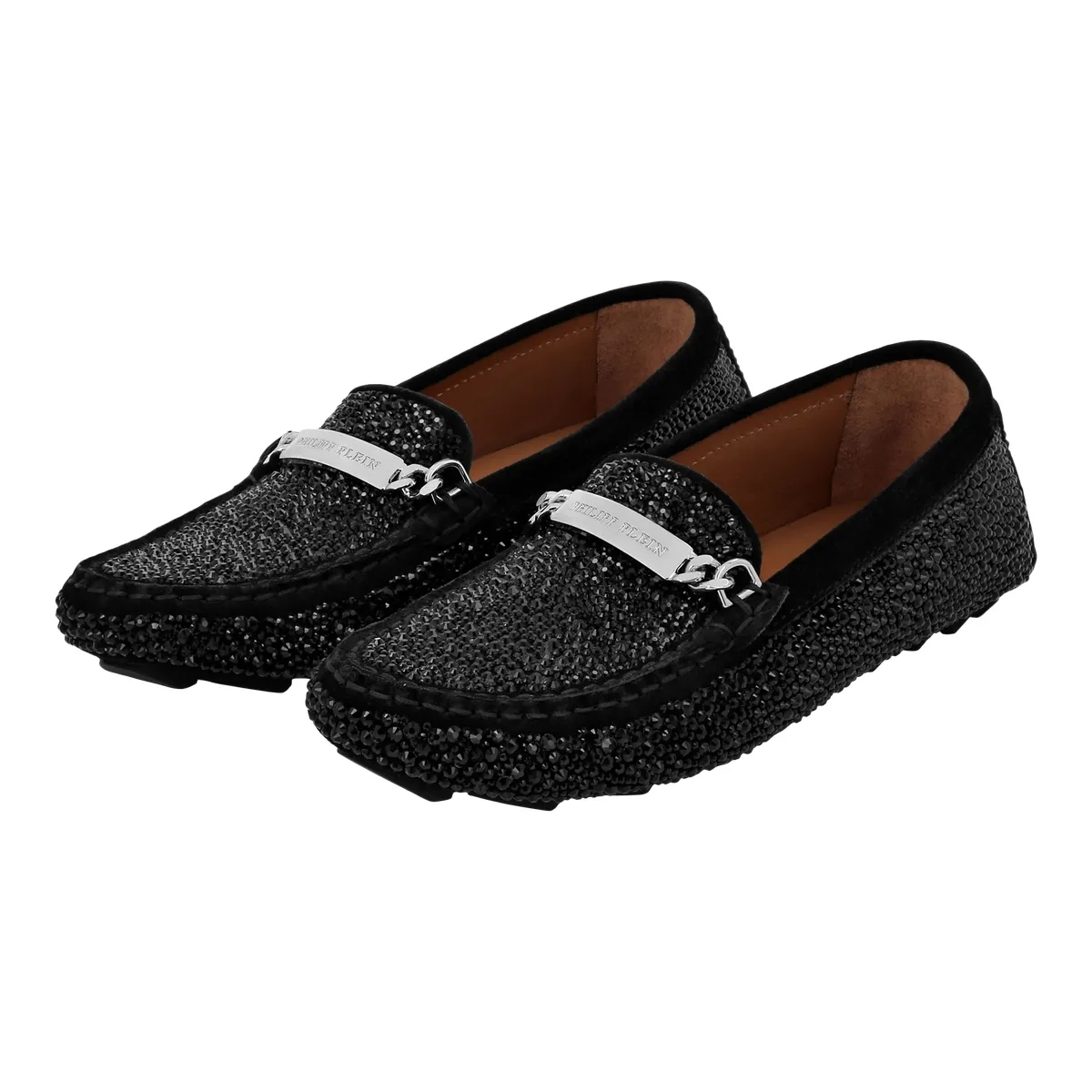 Kristallverzierte Wildleder-Loafer