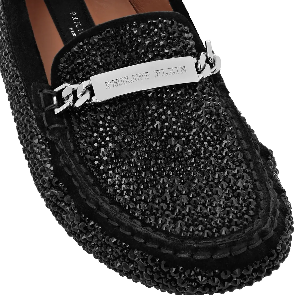 Kristallverzierte Wildleder-Loafer