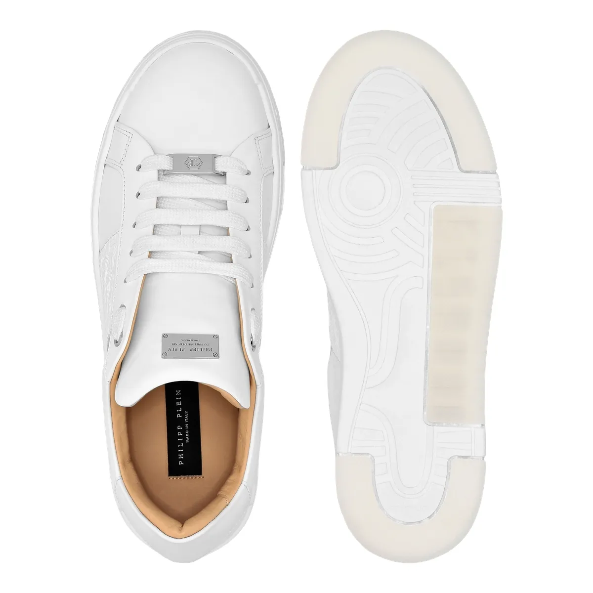 Weißer Leder Low-Top Mode Sneaker