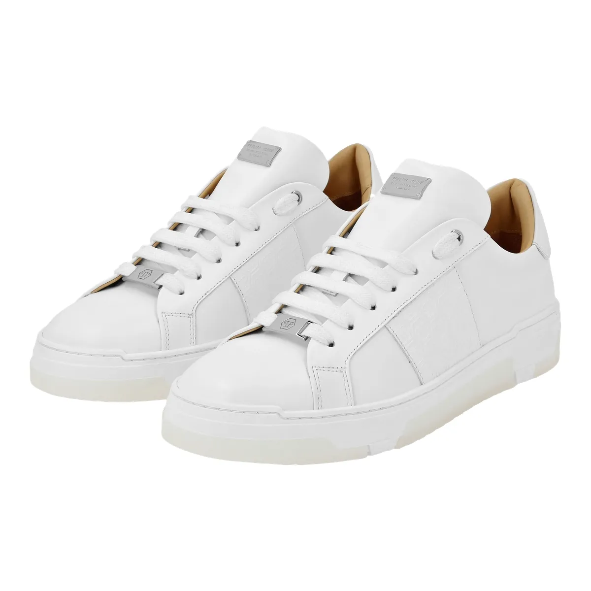 Weißer Leder Low-Top Mode Sneaker
