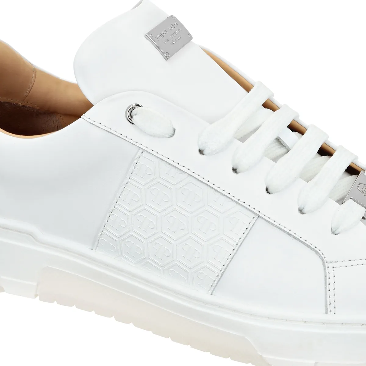 Weißer Leder Low-Top Mode Sneaker