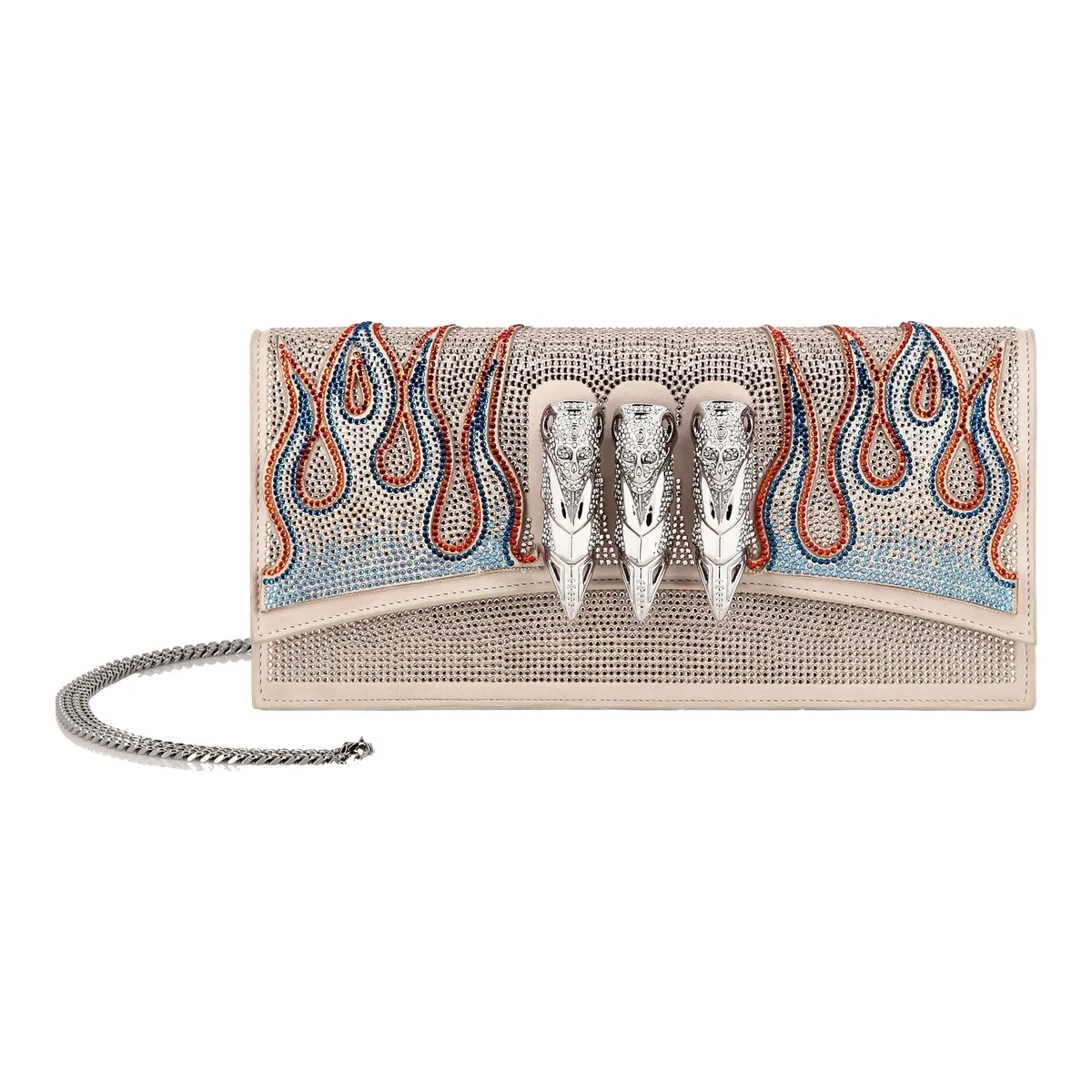 Verzierte Leder Clutch Tasche mit Totenkopf-Detail