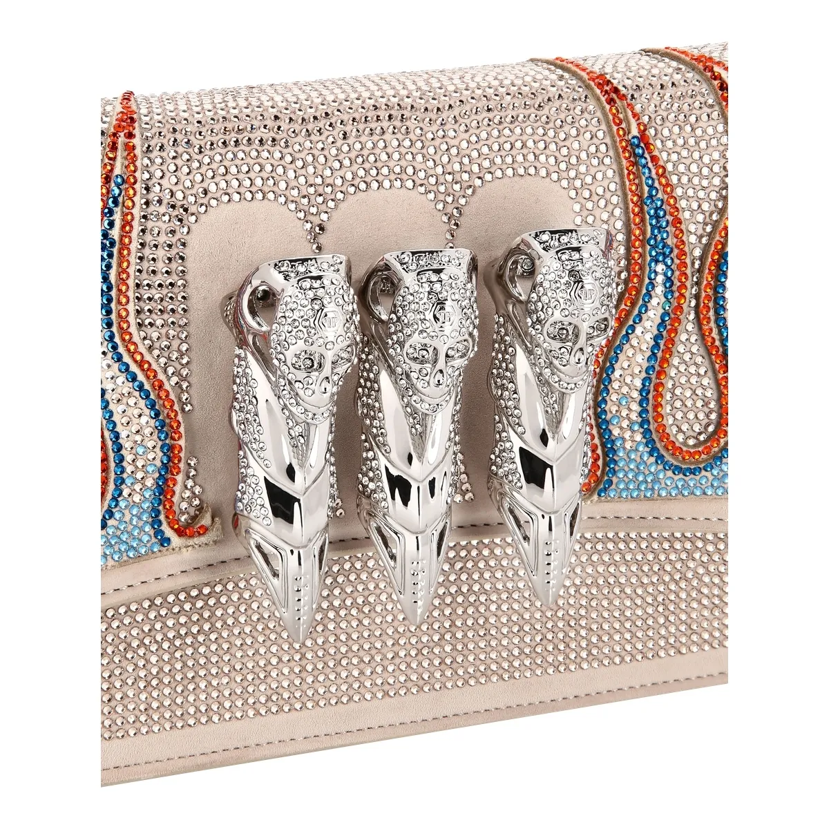 Verzierte Leder Clutch Tasche mit Totenkopf-Detail