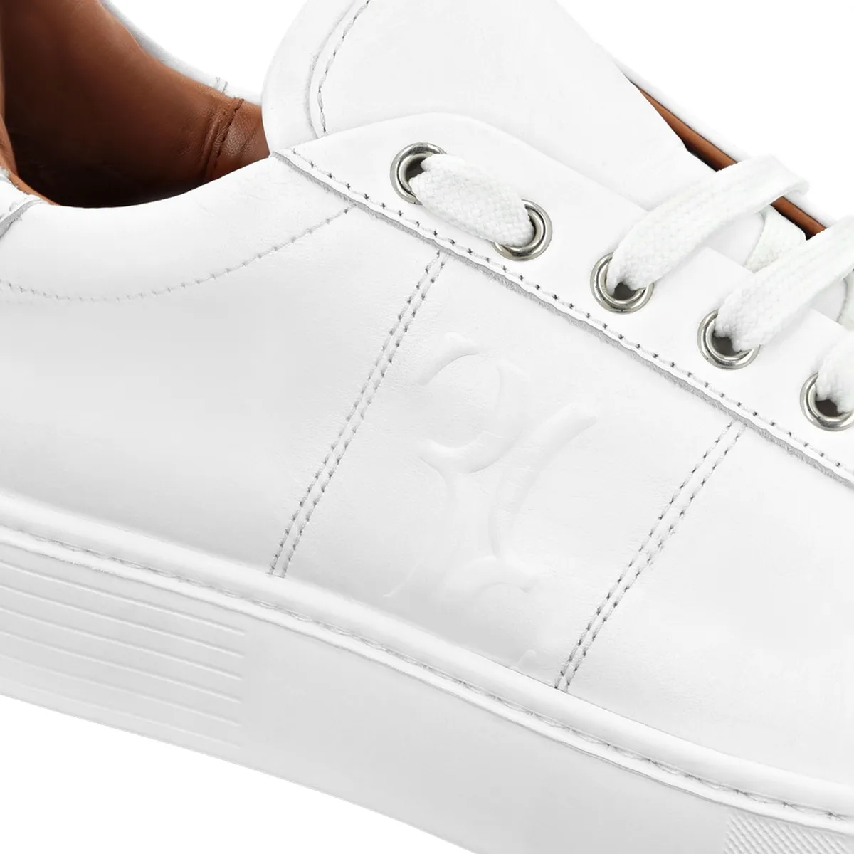 Weiße Low-Top-Sneakers aus Leder