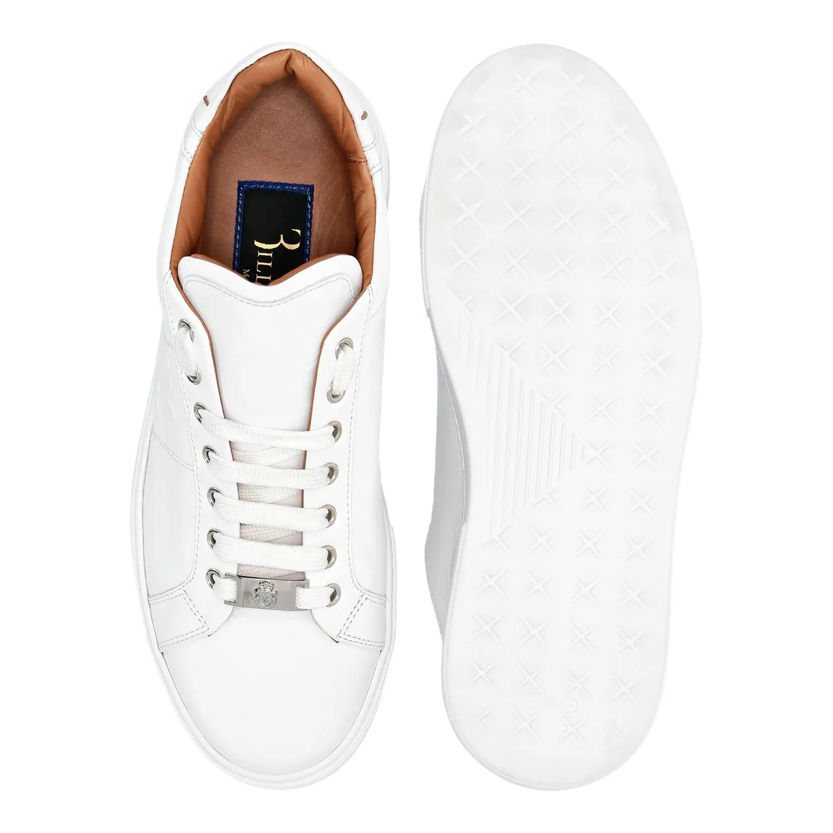 Weiße Low-Top-Sneakers aus Leder