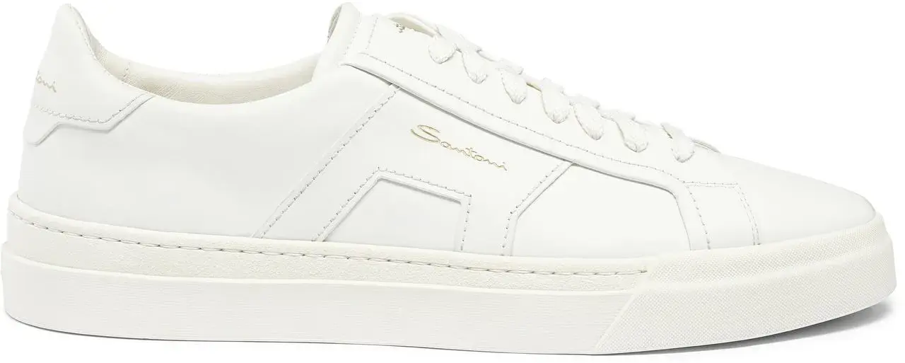 Weißer Leder Low-Top Mode Sneaker