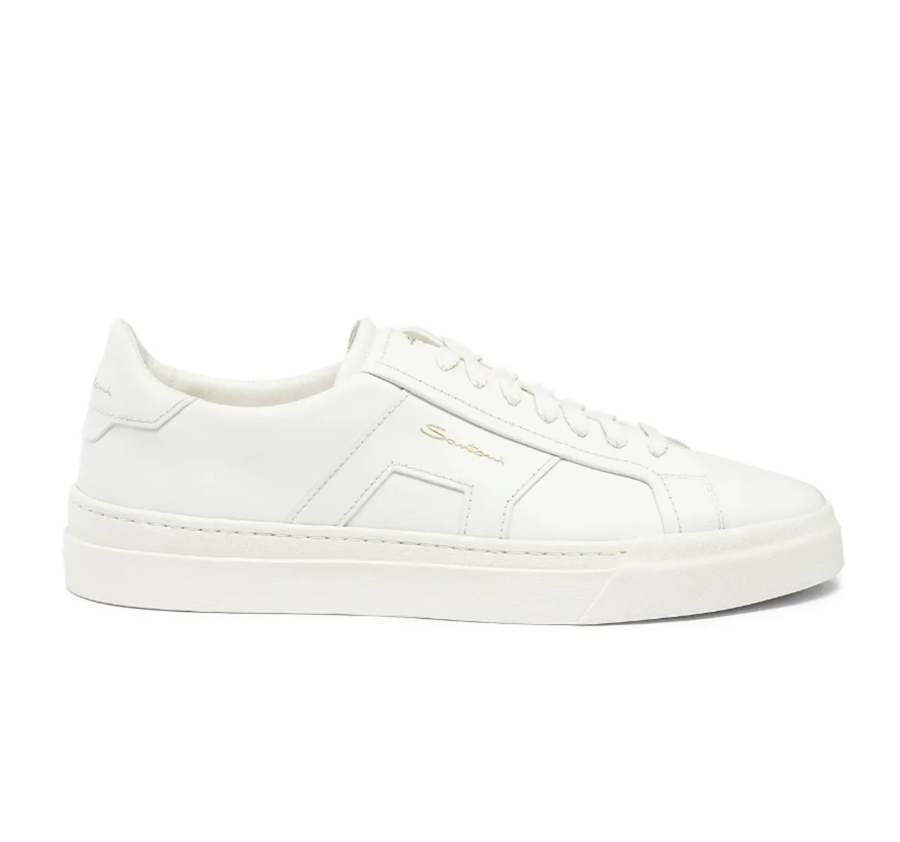 Weißer Leder Low-Top Mode Sneaker
