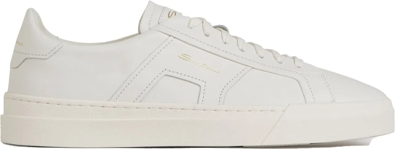 Weißer Leder Low-Top Mode Sneaker