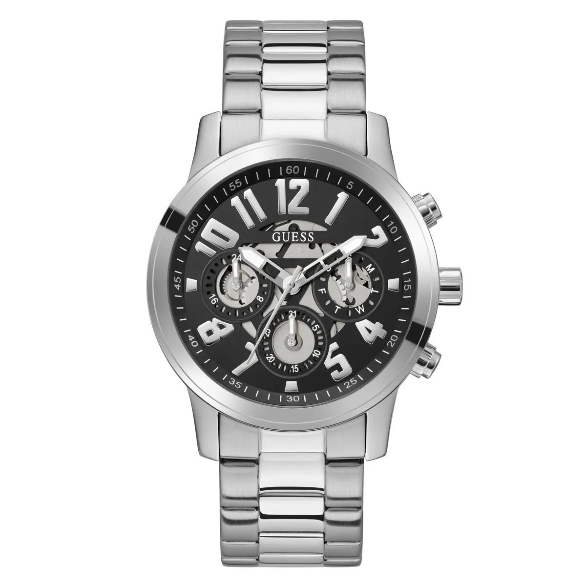 Markante Chronographenuhr mit schwarzem Zifferblatt