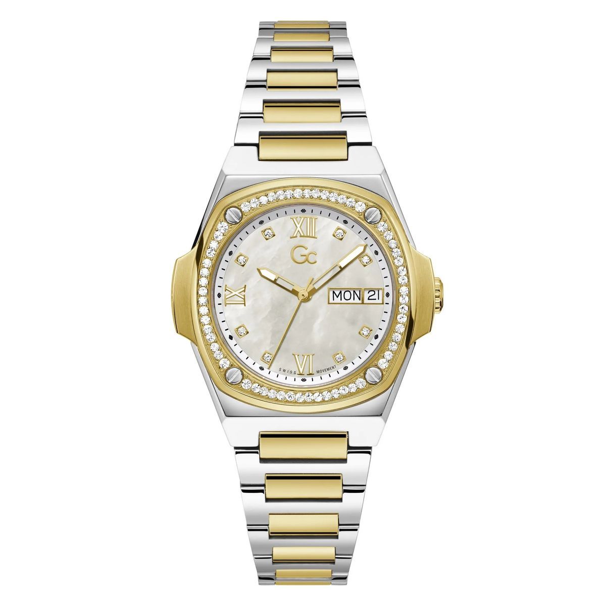Elegante grün-goldene Uhr