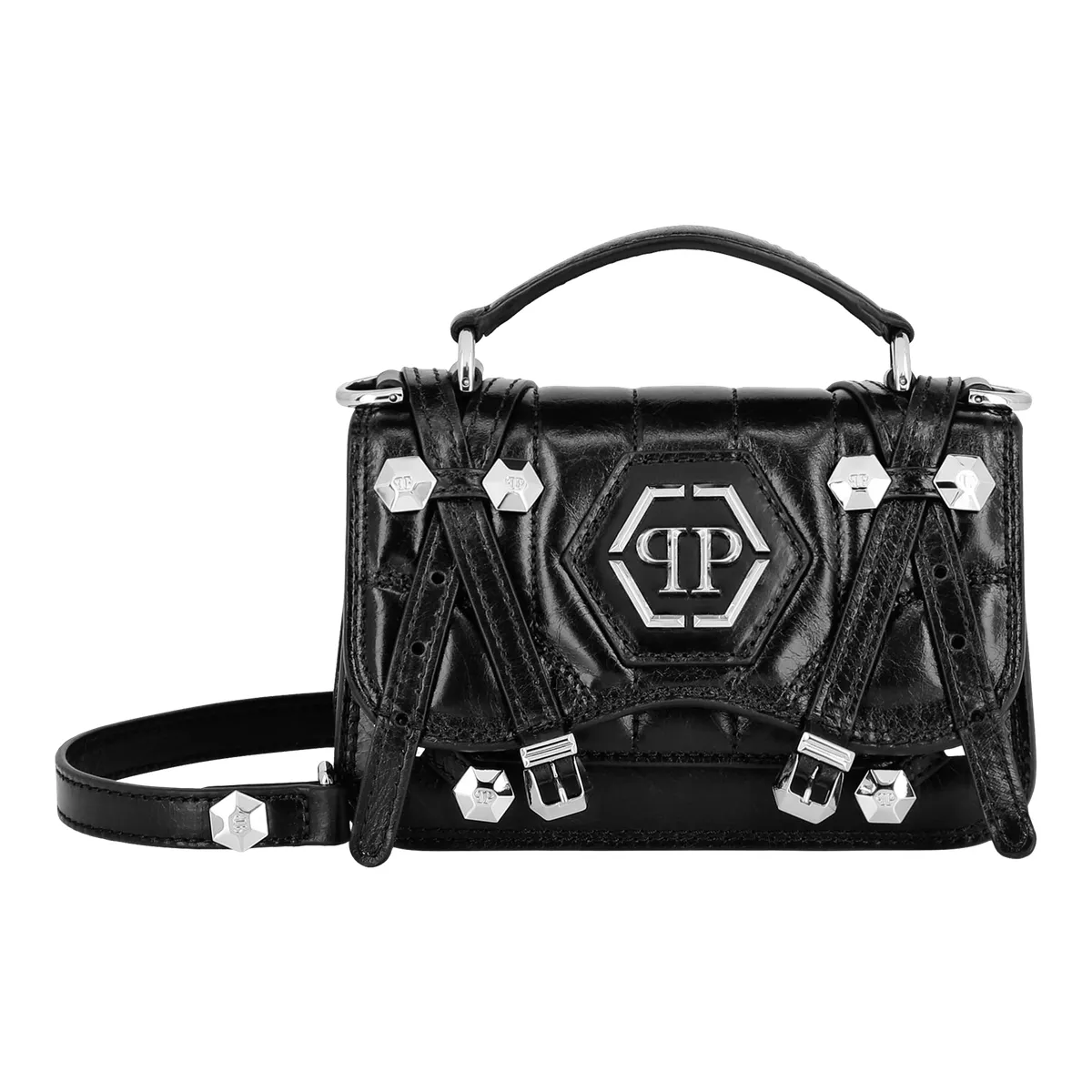Hexagon Gesteppte Leder Henkeltasche