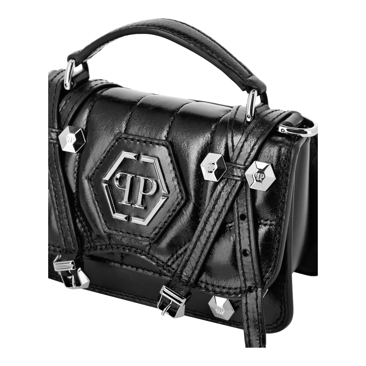 Hexagon Gesteppte Leder Henkeltasche