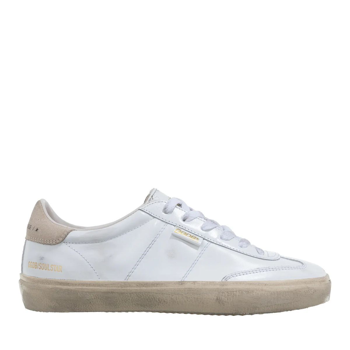 Weiße Leder-Court-Sneakers mit niedrigem Schaft